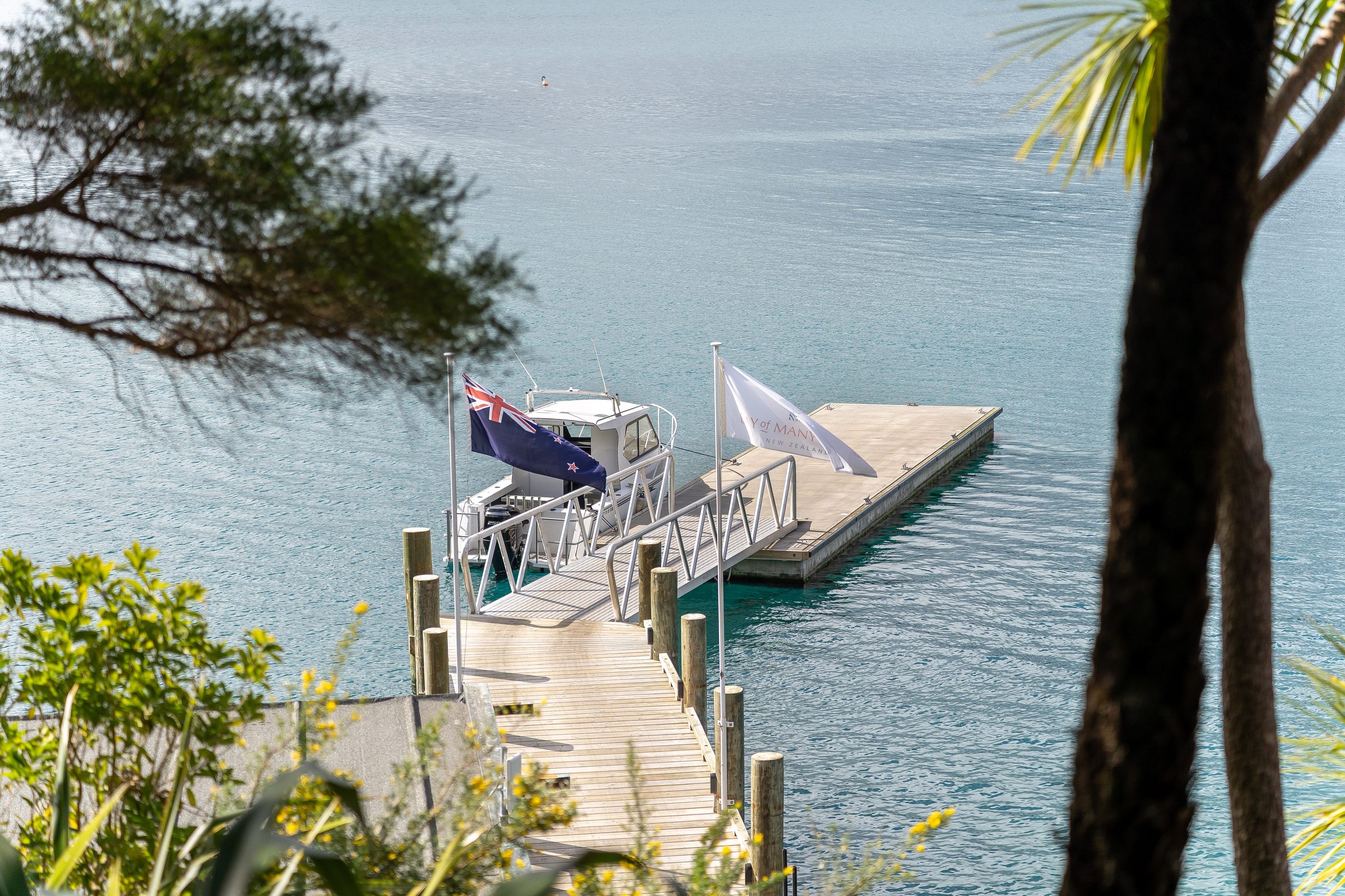 Jetty with New Zealand flag